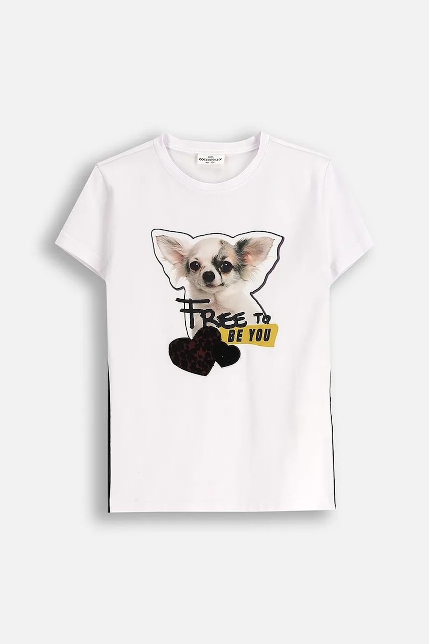 Coccodrillo tricou de bumbac pentru copii culoarea alb, CRAFT PUNK GIRL JUNIOR