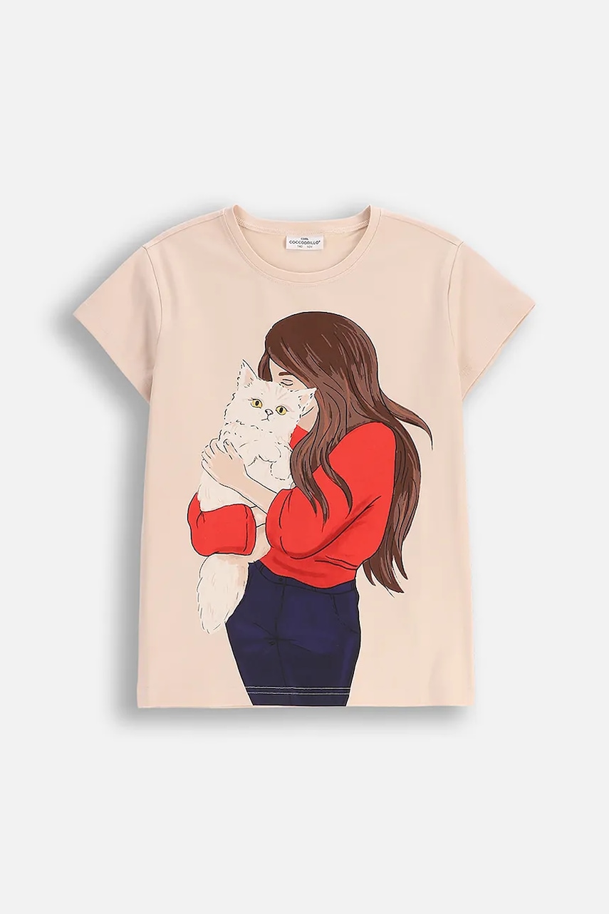 Coccodrillo tricou copii culoarea bej, EVERYDAY GIRL A Coccodrillo tricou copii culoarea bej, EVERYDAY GIRL A