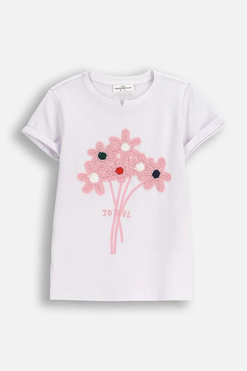 Coccodrillo tricou de bumbac pentru copii culoarea alb, FROSTING PUDDLE GIRL KIDS