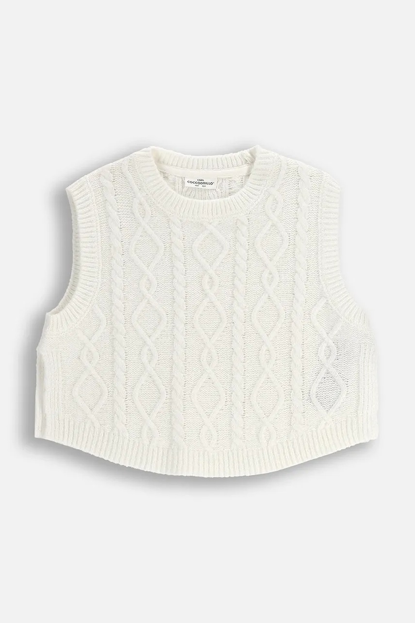 Детская жилетка с добавлением шерсти Coccodrillo цвет бежевый WINTER COSY GRIL JUNIOR