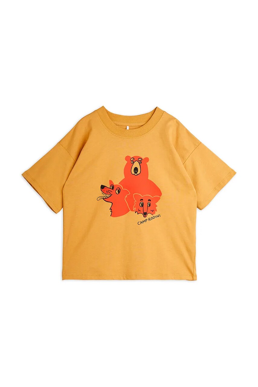 Mini Rodini tricou de bumbac pentru copii Camp Rodini culoarea maro, cu imprimeu, 2562010013