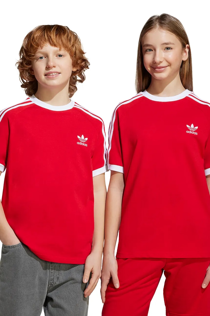 adidas Originals tricou de bumbac pentru copii culoarea rosu, cu imprimeu, JI8467
