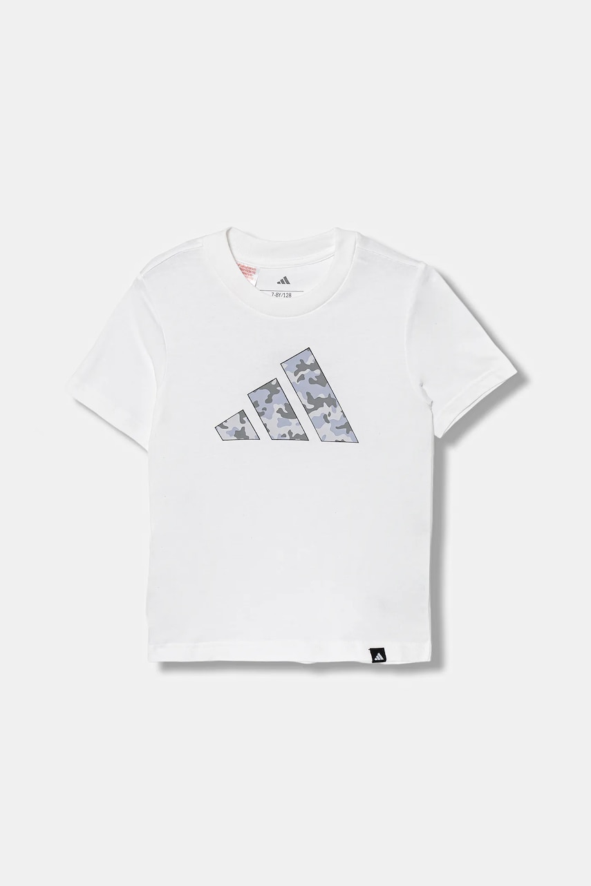 adidas tricou de bumbac pentru copii culoarea alb, cu imprimeu, JV5077