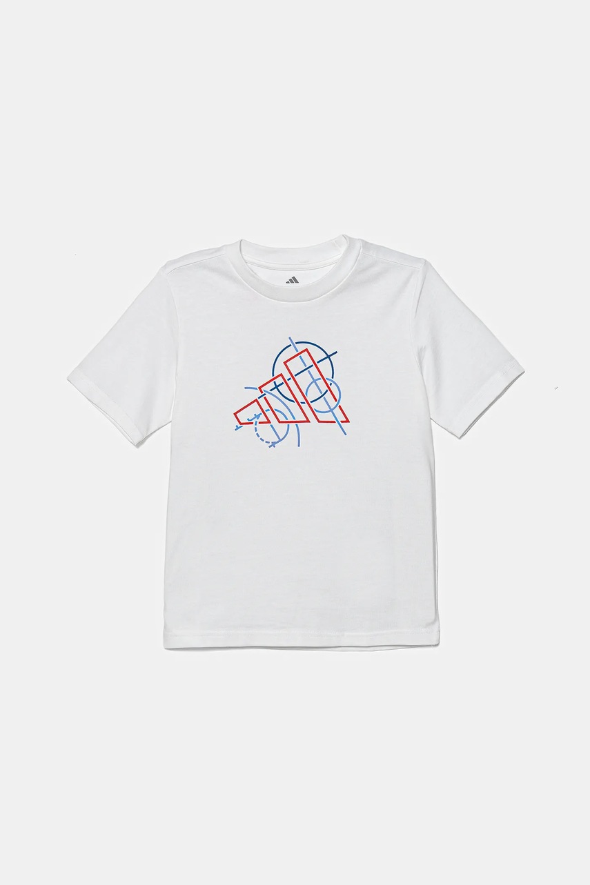 adidas tricou de bumbac pentru copii culoarea alb, cu imprimeu, JV5100