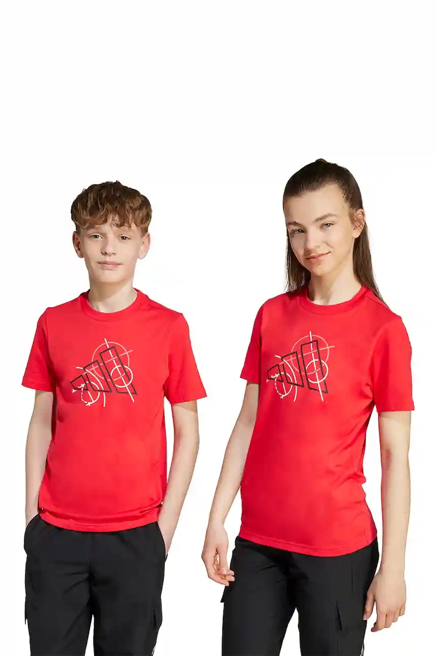 adidas tricou de bumbac pentru copii culoarea roșu, cu imprimeu, JV5103