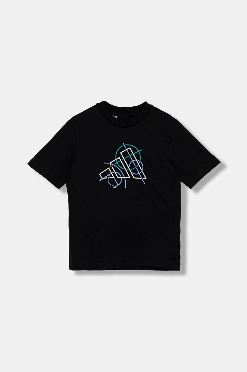 Детская хлопковая футболка adidas цвет чёрный с принтом JV5104 Детская хлопковая футболка adidas цвет чёрный с принтом JV5104