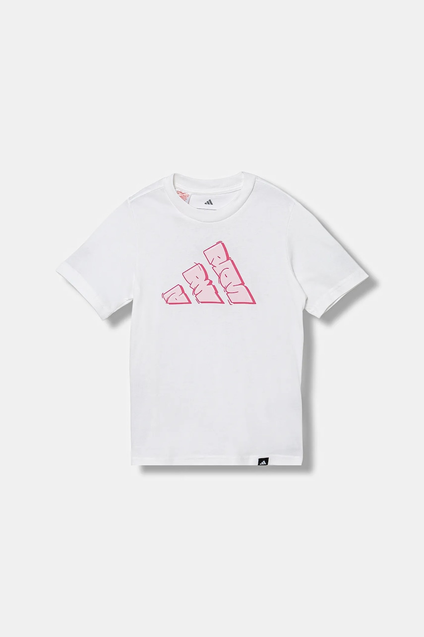 adidas tricou de bumbac pentru copii culoarea alb, cu imprimeu, JV5105