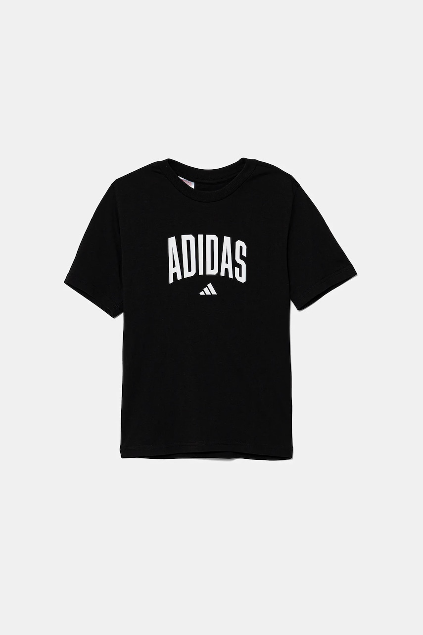 adidas tricou de bumbac pentru copii culoarea negru, cu imprimeu, JV5192