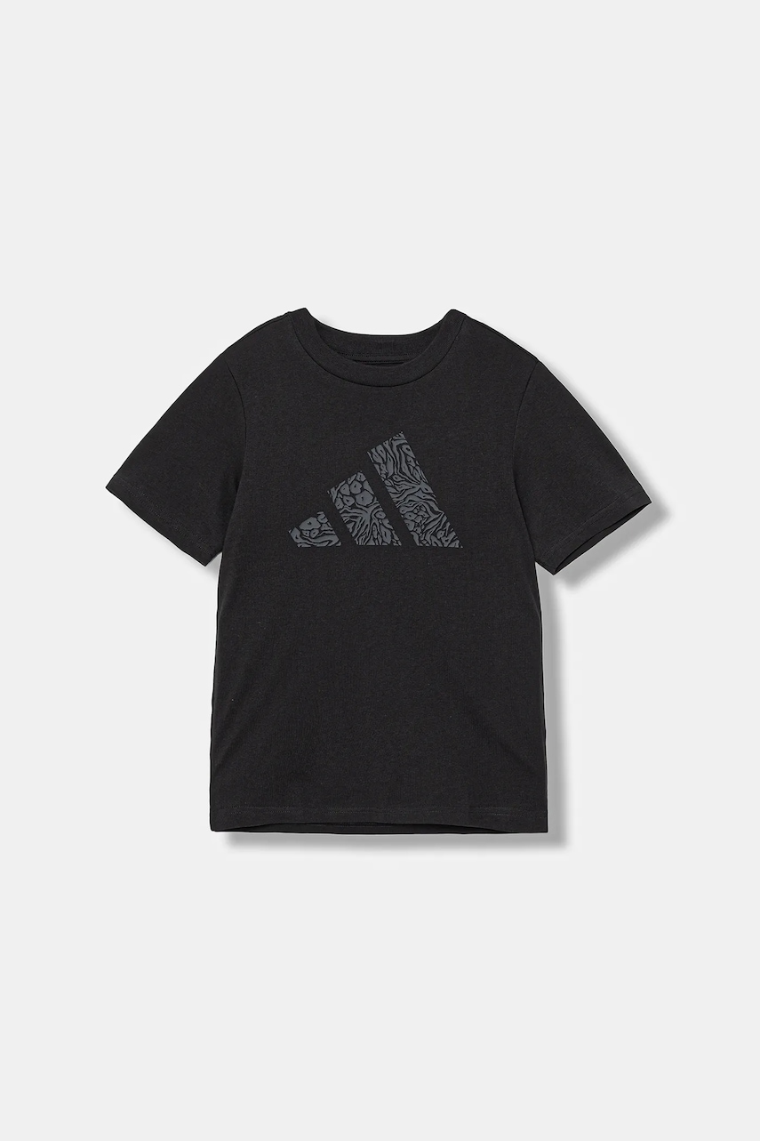 Детская хлопковая футболка adidas цвет чёрный с принтом JV5204 Детская хлопковая футболка adidas цвет чёрный с принтом JV5204