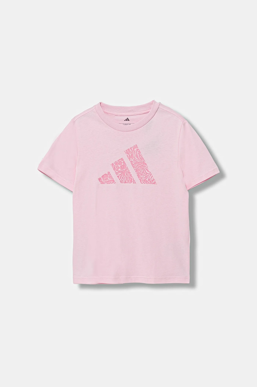 adidas tricou de bumbac pentru copii culoarea roz, cu imprimeu, JV5205