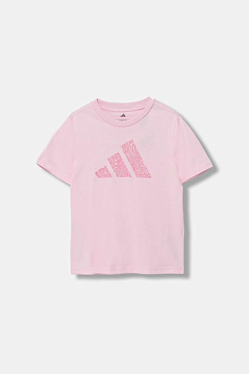 Детская хлопковая футболка adidas цвет розовый с принтом JV5205 Детская хлопковая футболка adidas цвет розовый с принтом JV5205