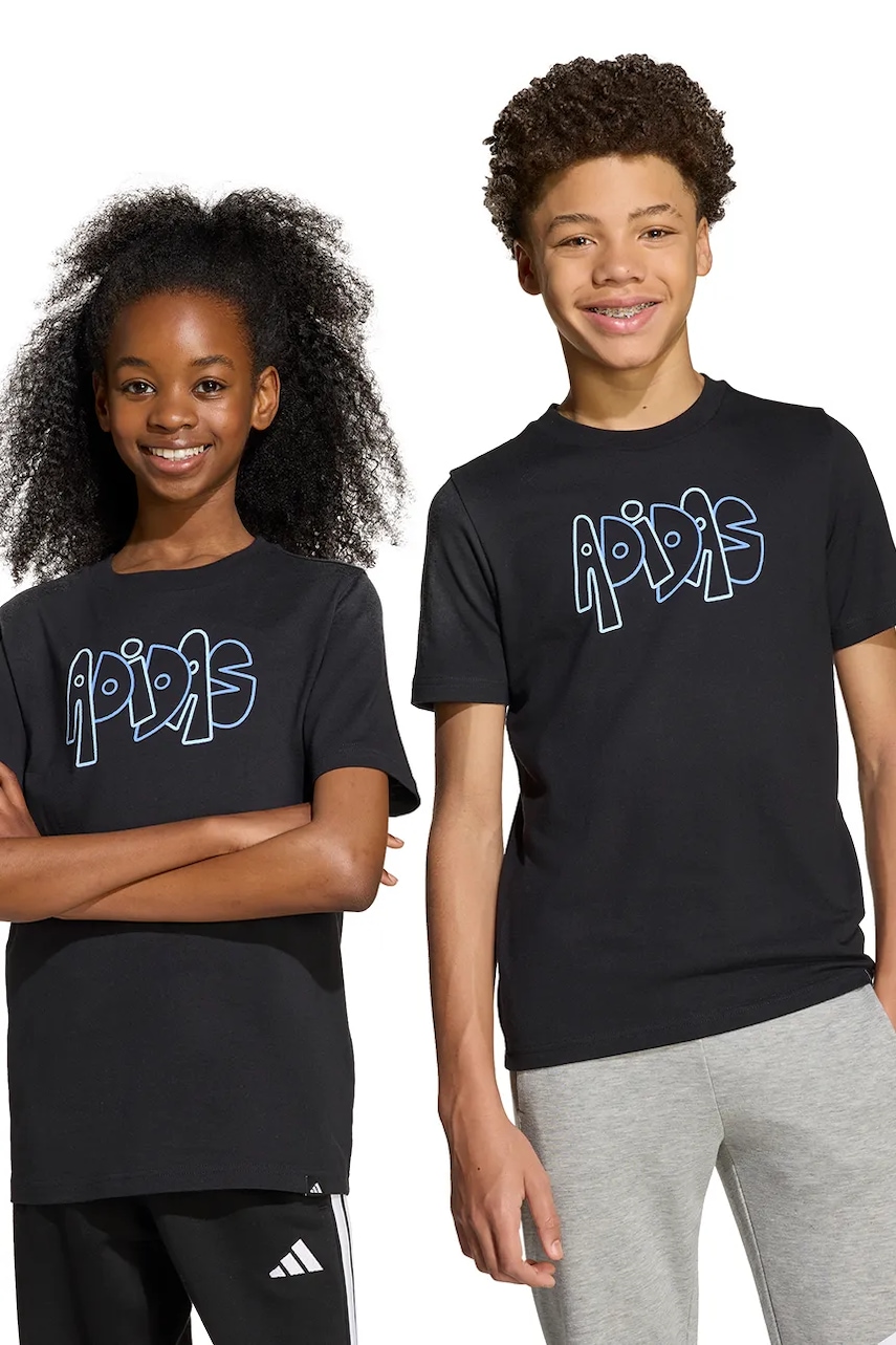 adidas tricou din bumbac culoarea negru, cu imprimeu, JV5246