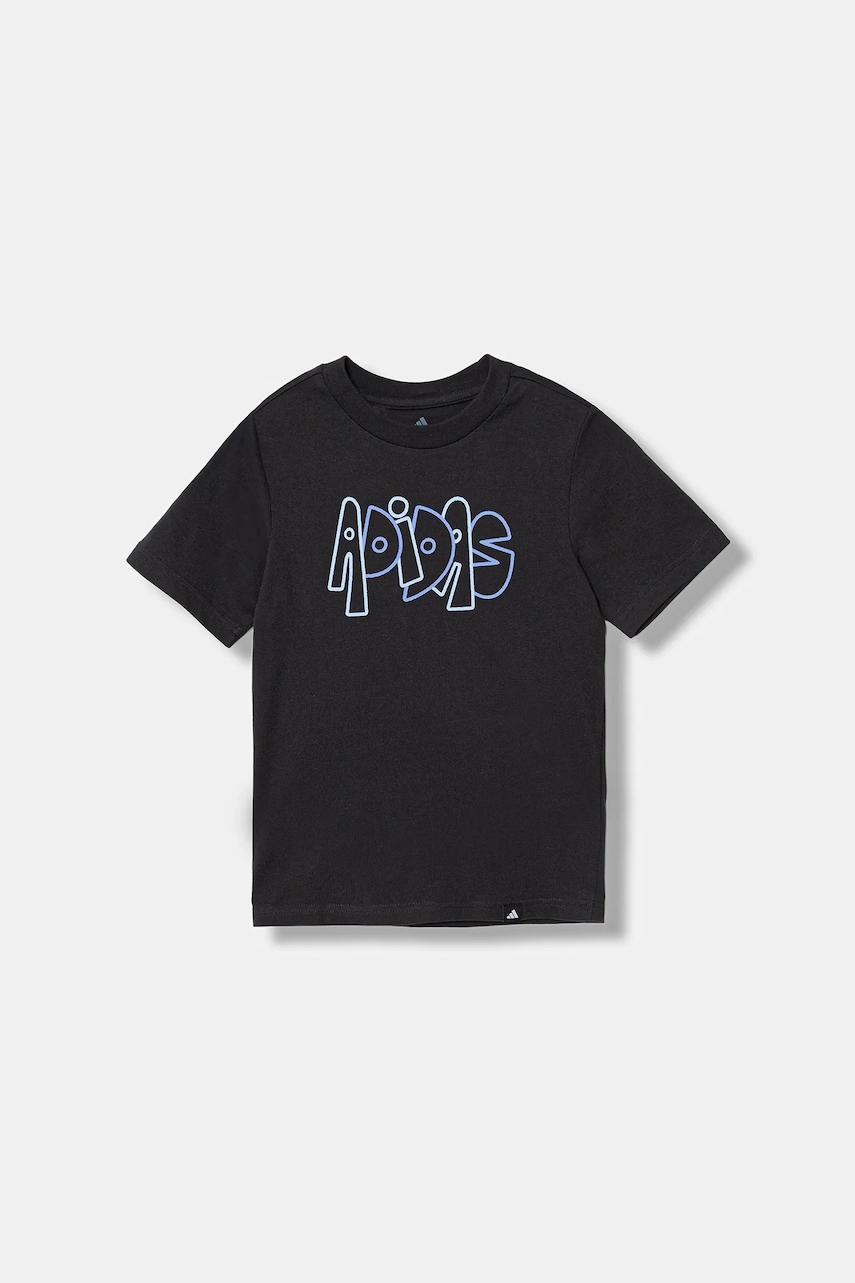 Хлопковая футболка adidas цвет чёрный с принтом JV5246 Хлопковая футболка adidas цвет чёрный с принтом JV5246
