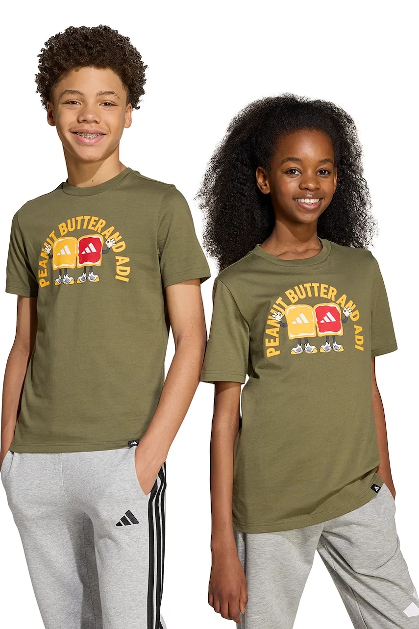 adidas tricou de bumbac pentru copii culoarea verde, cu imprimeu, JV5250