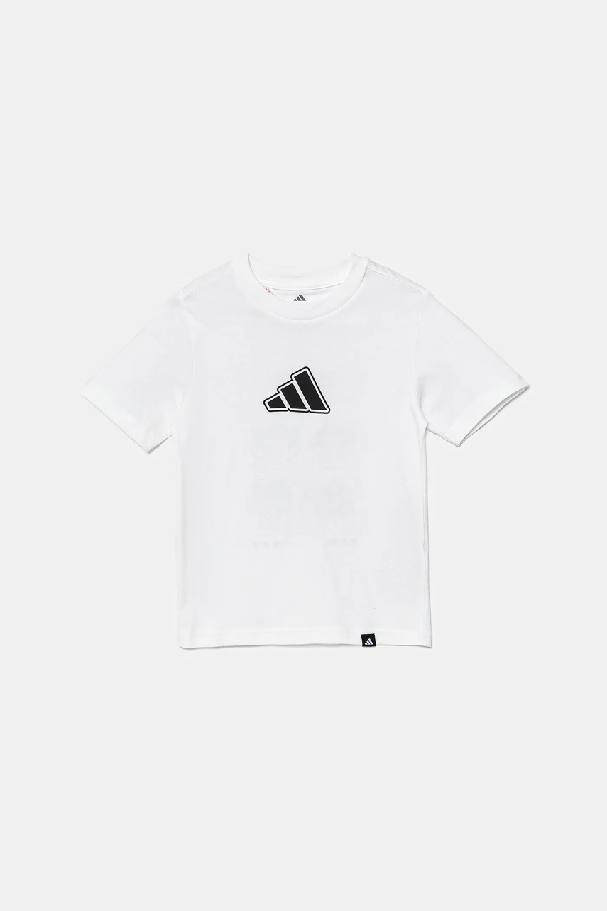 Детская хлопковая футболка adidas цвет белый узор JV5255