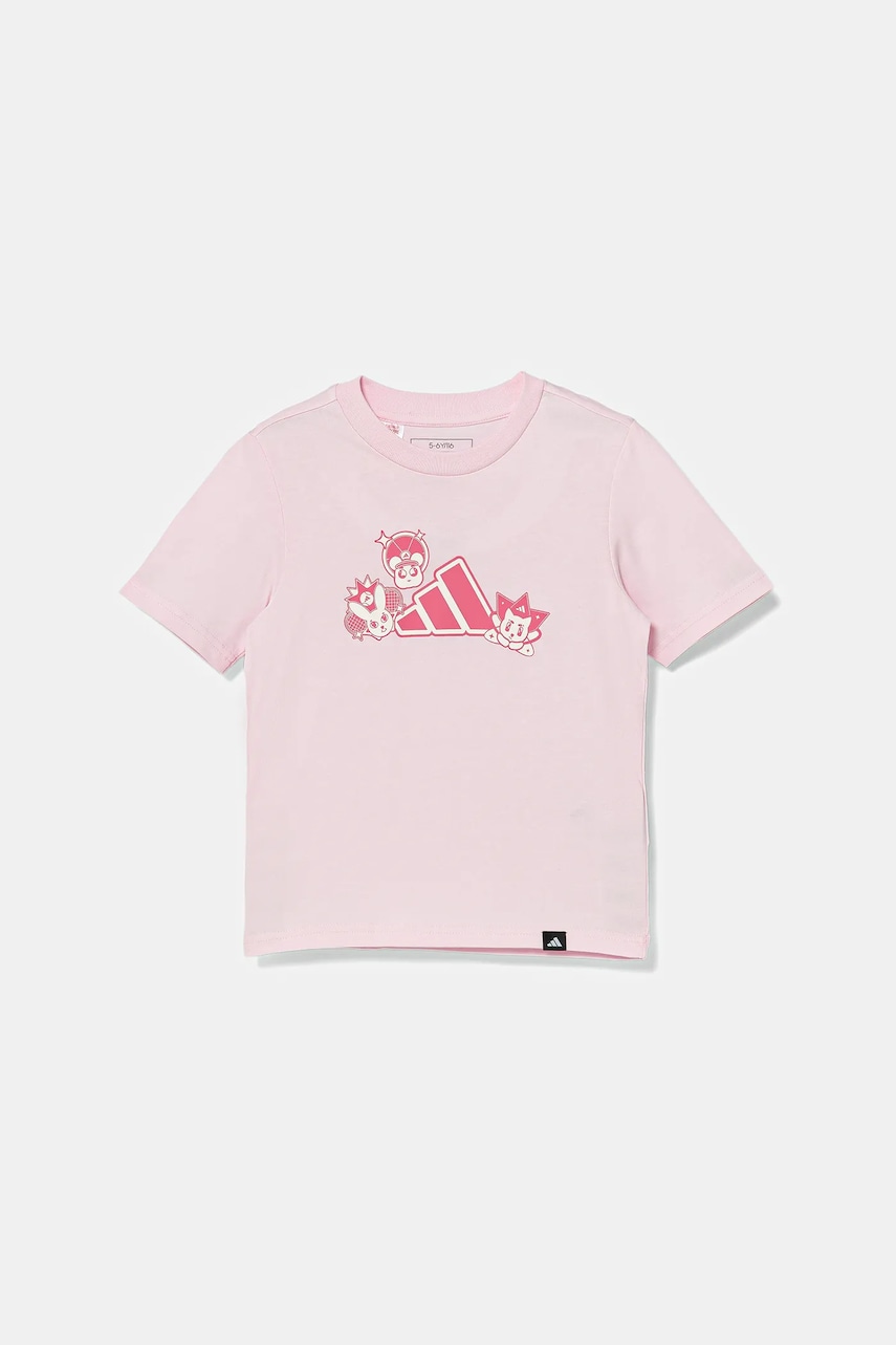 adidas tricou de bumbac pentru copii culoarea roz, cu imprimeu, JV5258