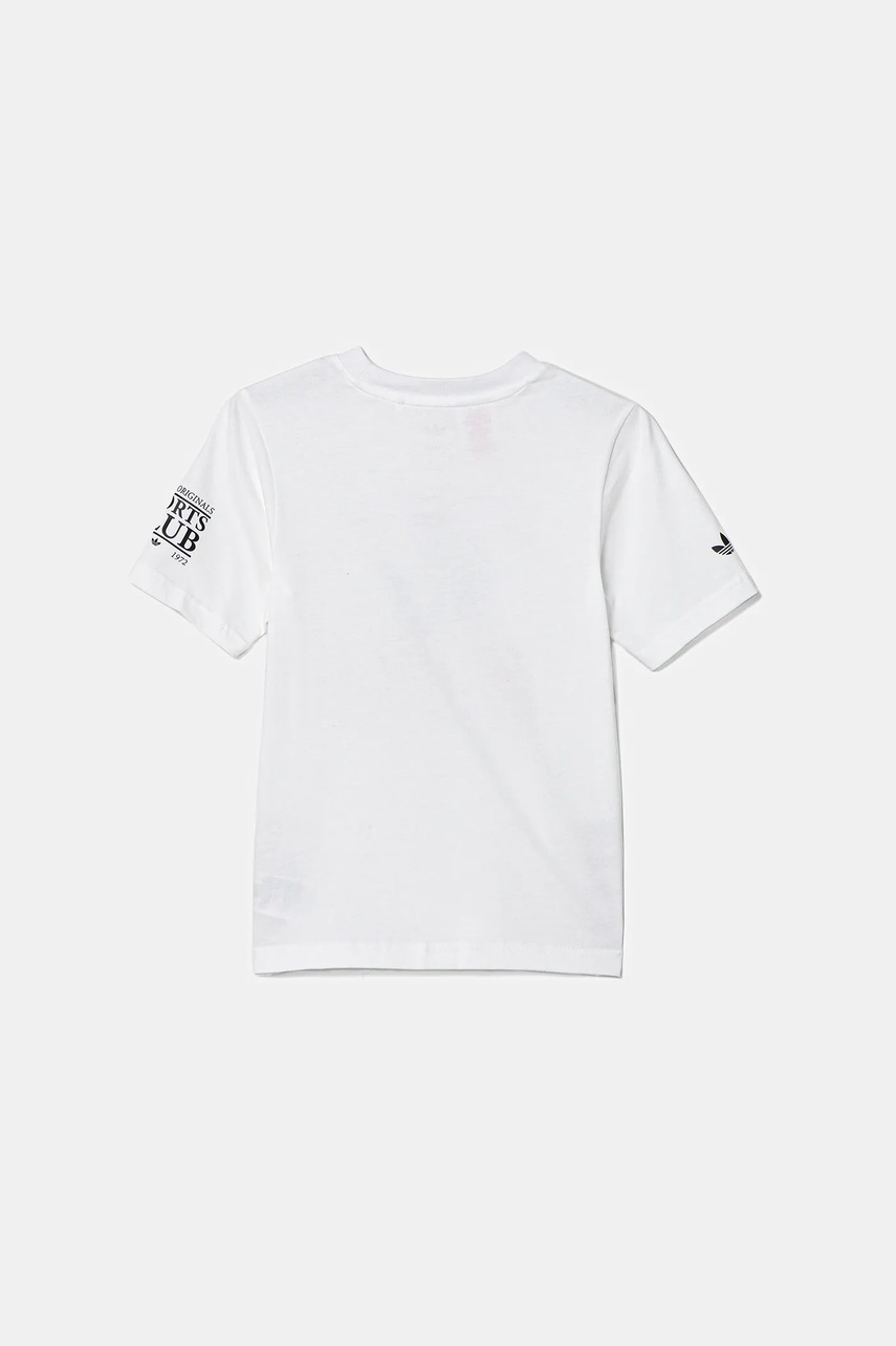 Детская хлопковая футболка adidas Originals цвет белый узор JV7694