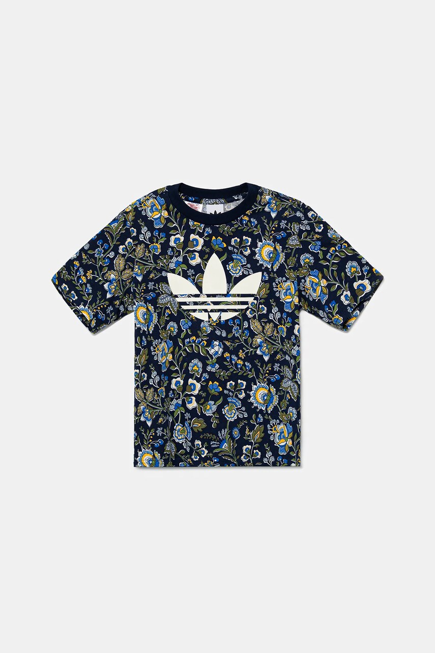 Levně Dětské bavlněné tričko adidas Originals tmavomodrá barva, s potiskem, JV7818