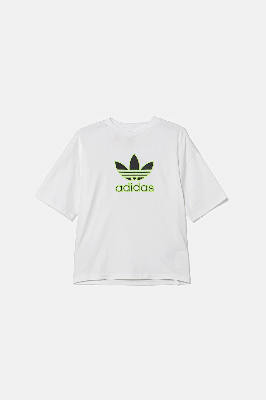 adidas Originals tricou de bumbac pentru copii culoarea alb, cu imprimeu, JV8555