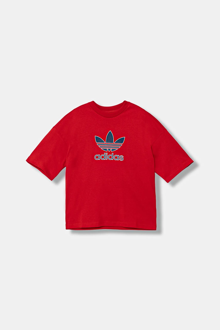 adidas Originals tricou de bumbac pentru copii culoarea roșu, cu imprimeu, JV8556