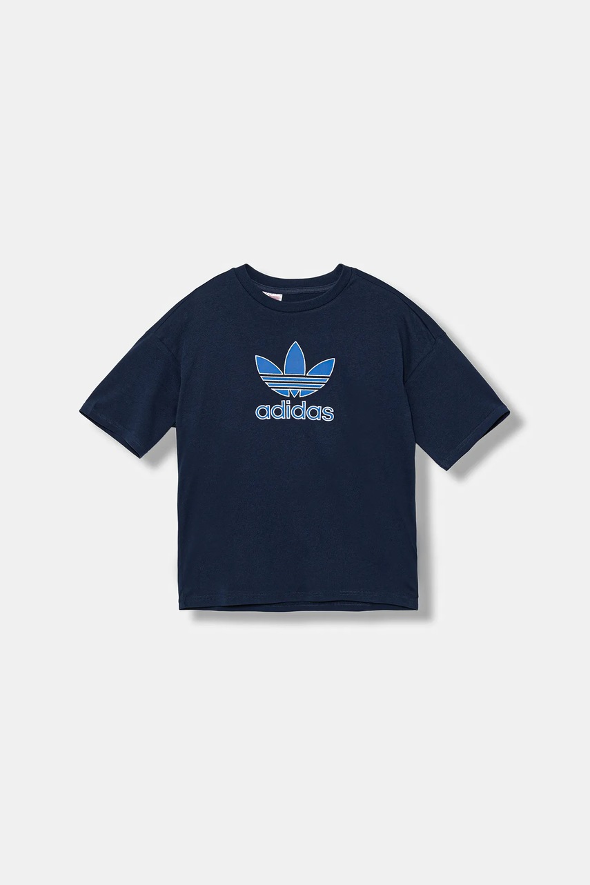 adidas Originals tricou de bumbac pentru copii culoarea bleumarin, cu imprimeu, JV8558