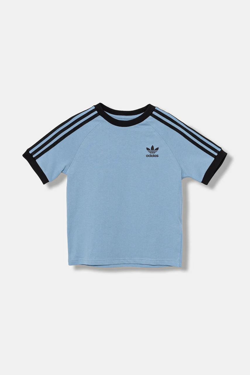 Levně Dětské bavlněné tričko adidas Originals modrá barva, JV8580