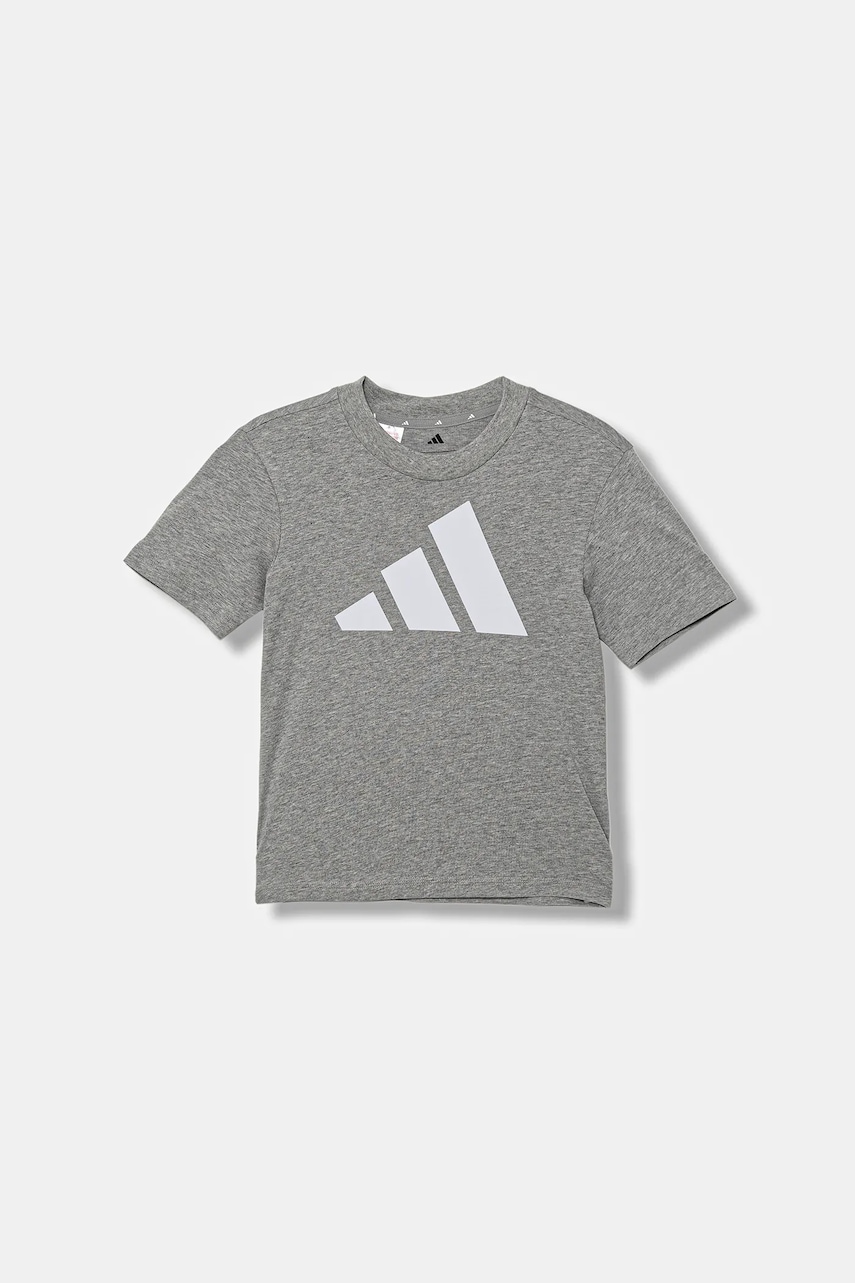 adidas tricou de bumbac pentru copii culoarea gri, cu imprimeu, JV9869