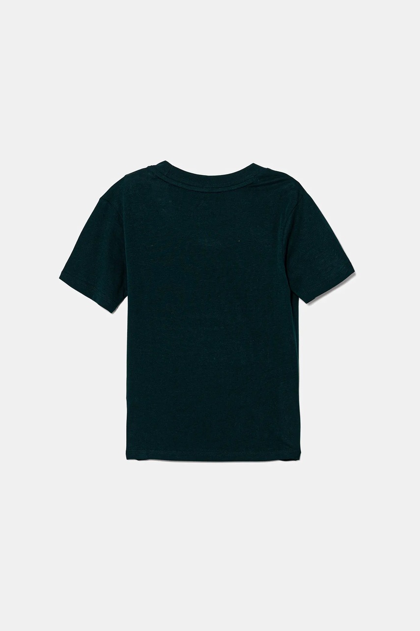 Детская хлопковая футболка adidas цвет зелёный с принтом JV9871