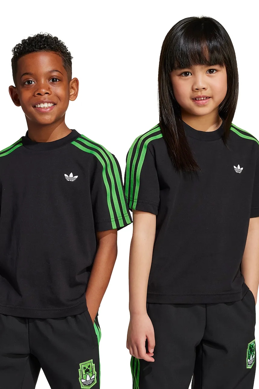 adidas Originals tricou de bumbac pentru copii culoarea negru, cu imprimeu, JW5330