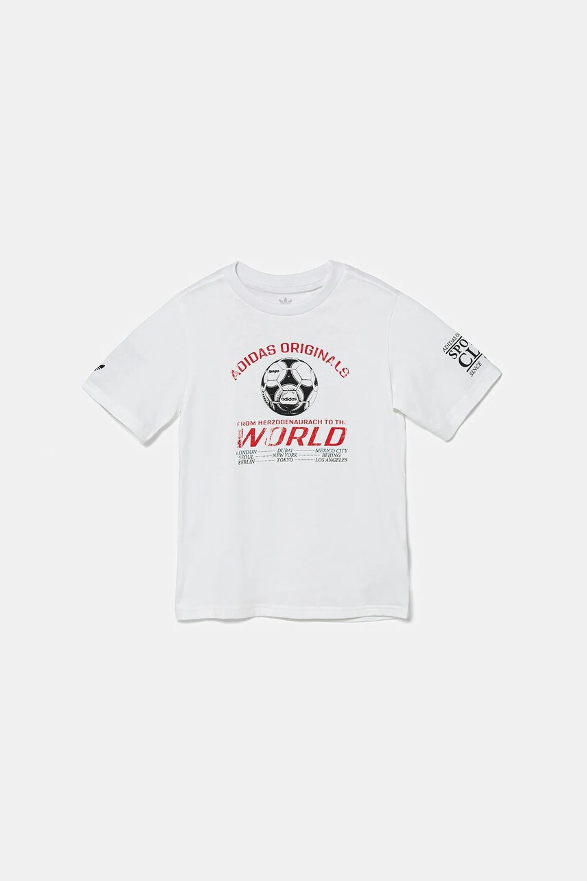 Levně Dětské bavlněné tričko adidas Originals bílá barva, s potiskem, JW6097