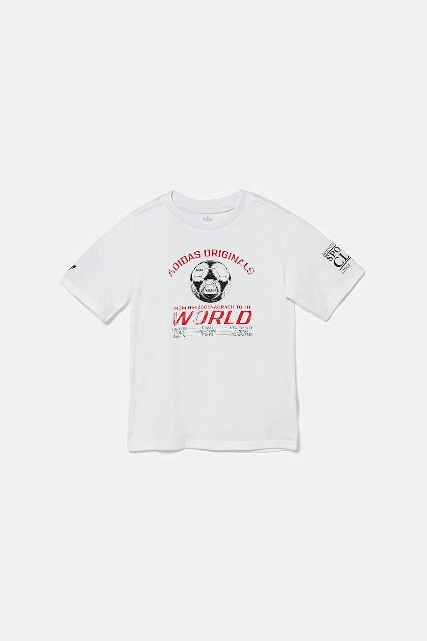 Детская хлопковая футболка adidas Originals цвет белый с принтом JW6097 Детская хлопковая футболка adidas Originals цвет белый с принтом JW6097