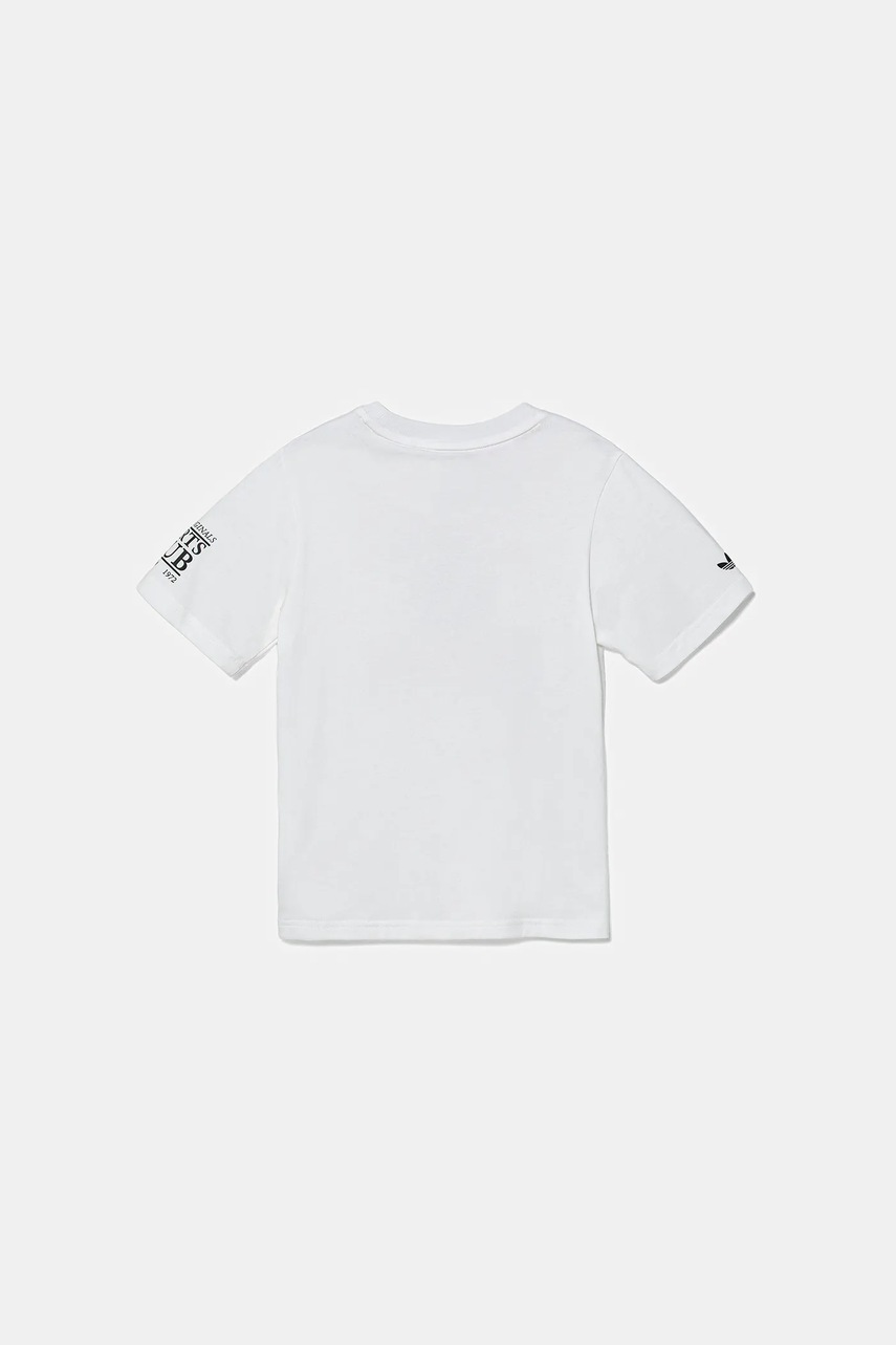 Детская хлопковая футболка adidas Originals цвет белый с принтом JW6097