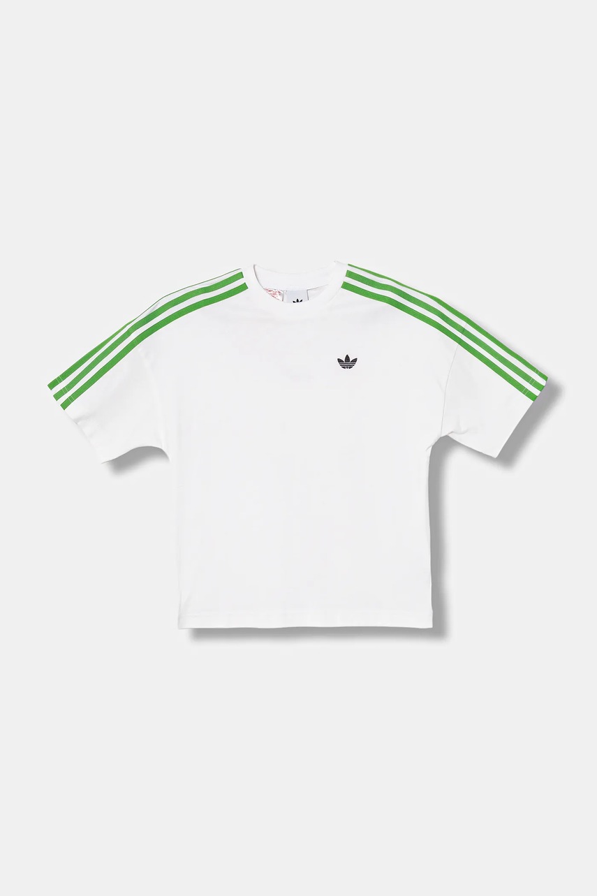 Детская хлопковая футболка adidas Originals цвет белый с принтом JW7750