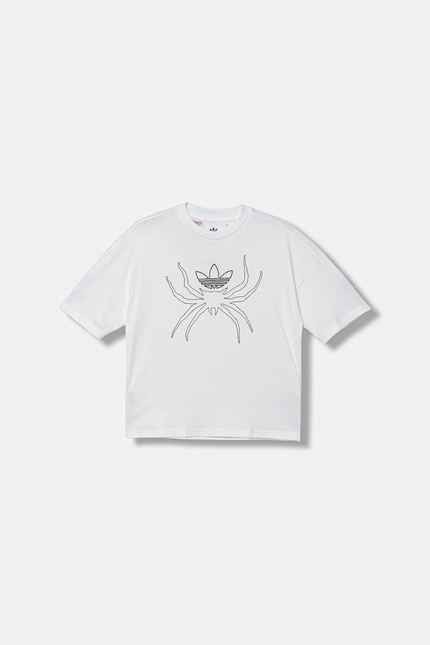 Levně Dětské bavlněné tričko adidas Originals bílá barva, s aplikací, JW7846
