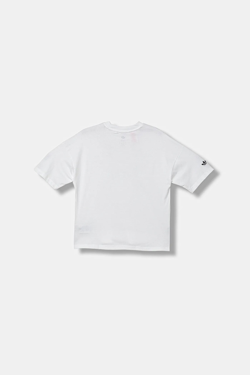 Детская хлопковая футболка adidas Originals цвет белый с аппликацией JW7846