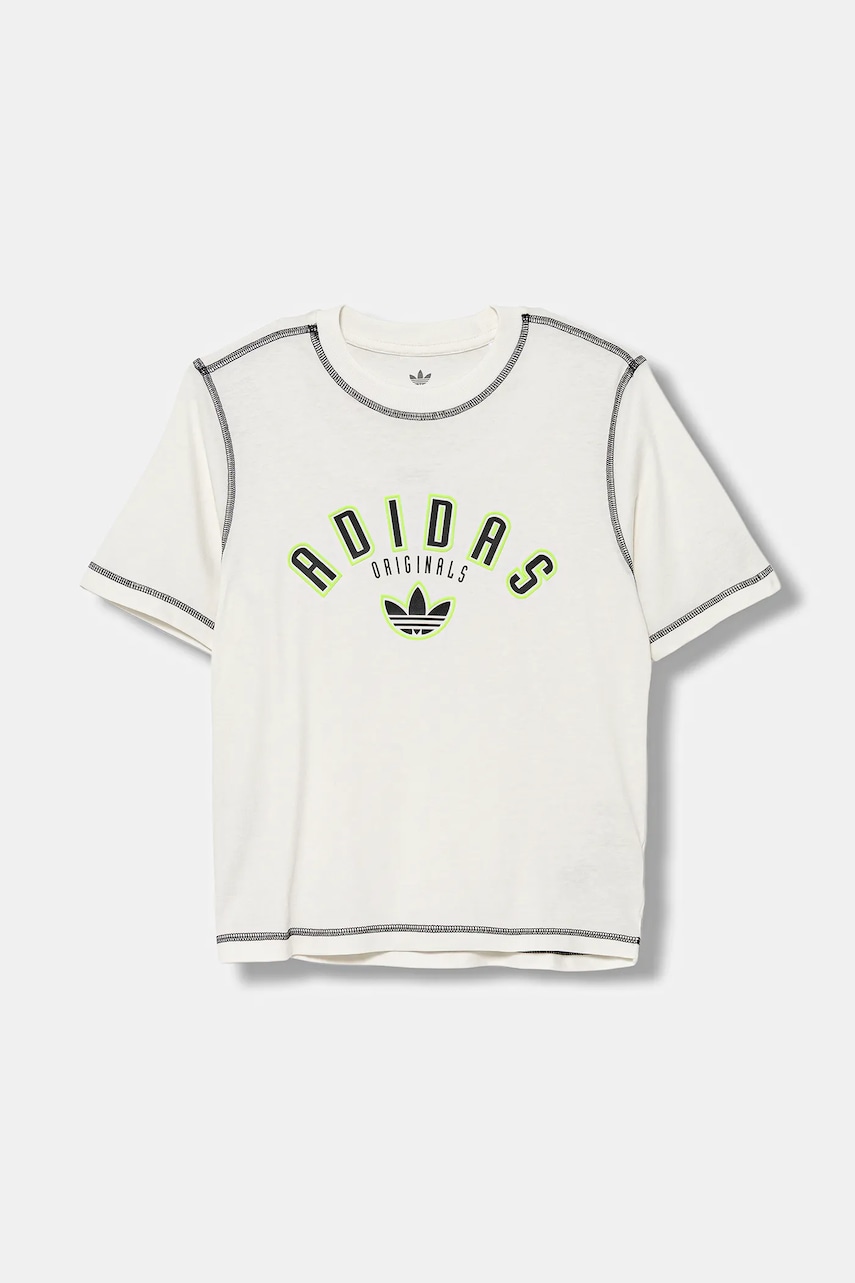 adidas Originals tricou de bumbac pentru copii culoarea bej, cu imprimeu, JX5265