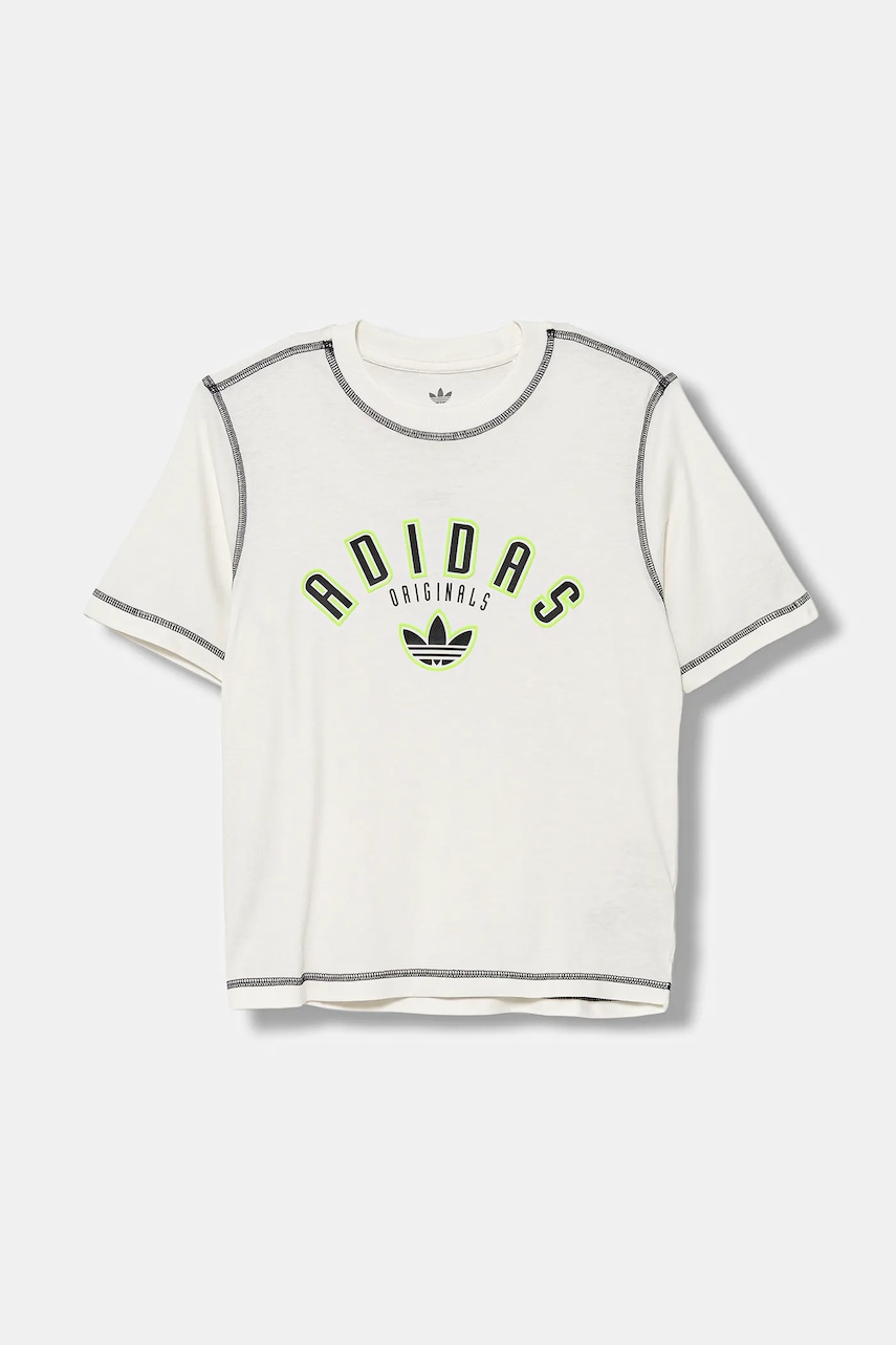 Детская хлопковая футболка adidas Originals цвет бежевый с аппликацией JX5265 Детская хлопковая футболка adidas Originals цвет бежевый с аппликацией JX5265