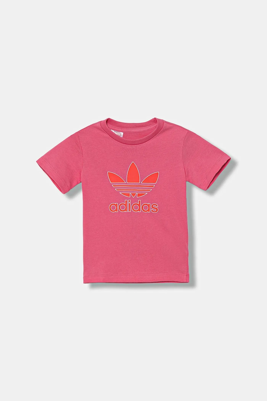 adidas Originals tricou de bumbac pentru copii culoarea roz, cu imprimeu, JX9004 adidas Originals tricou de bumbac pentru copii culoarea roz, cu imprimeu, JX9004