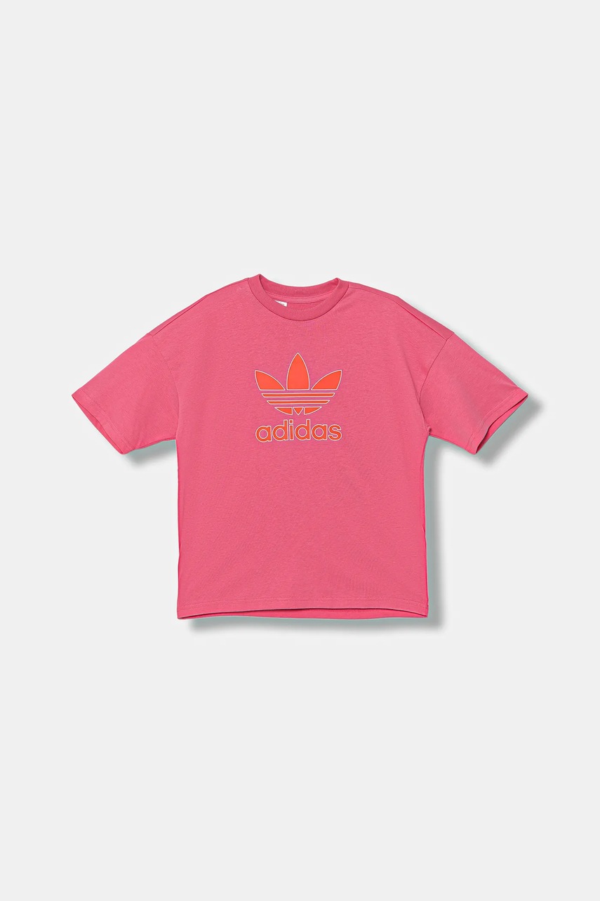 adidas Originals tricou de bumbac pentru copii culoarea roz, cu imprimeu, JY1140