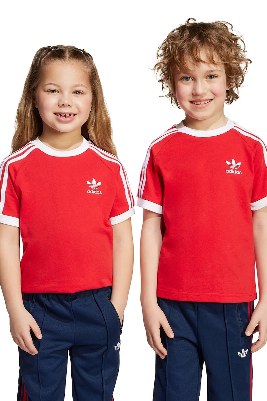 adidas Originals tricou de bumbac pentru copii culoarea rosu, cu imprimeu, JY3748