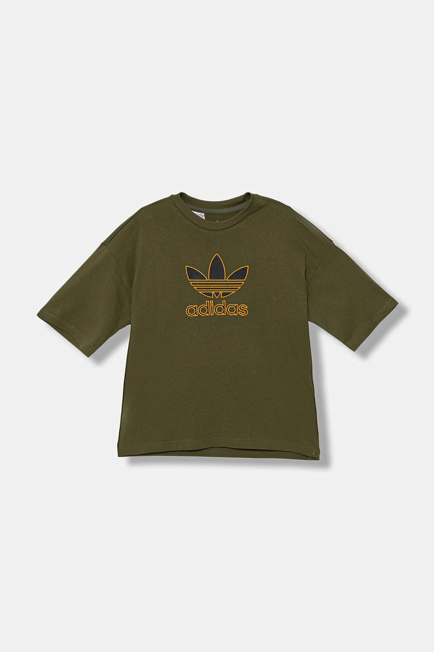 adidas Originals tricou de bumbac pentru copii culoarea verde, cu imprimeu, JZ4078