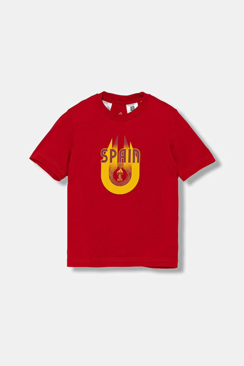 adidas Performance tricou de bumbac pentru copii SPAIN culoarea roșu, cu imprimeu, JZ9003