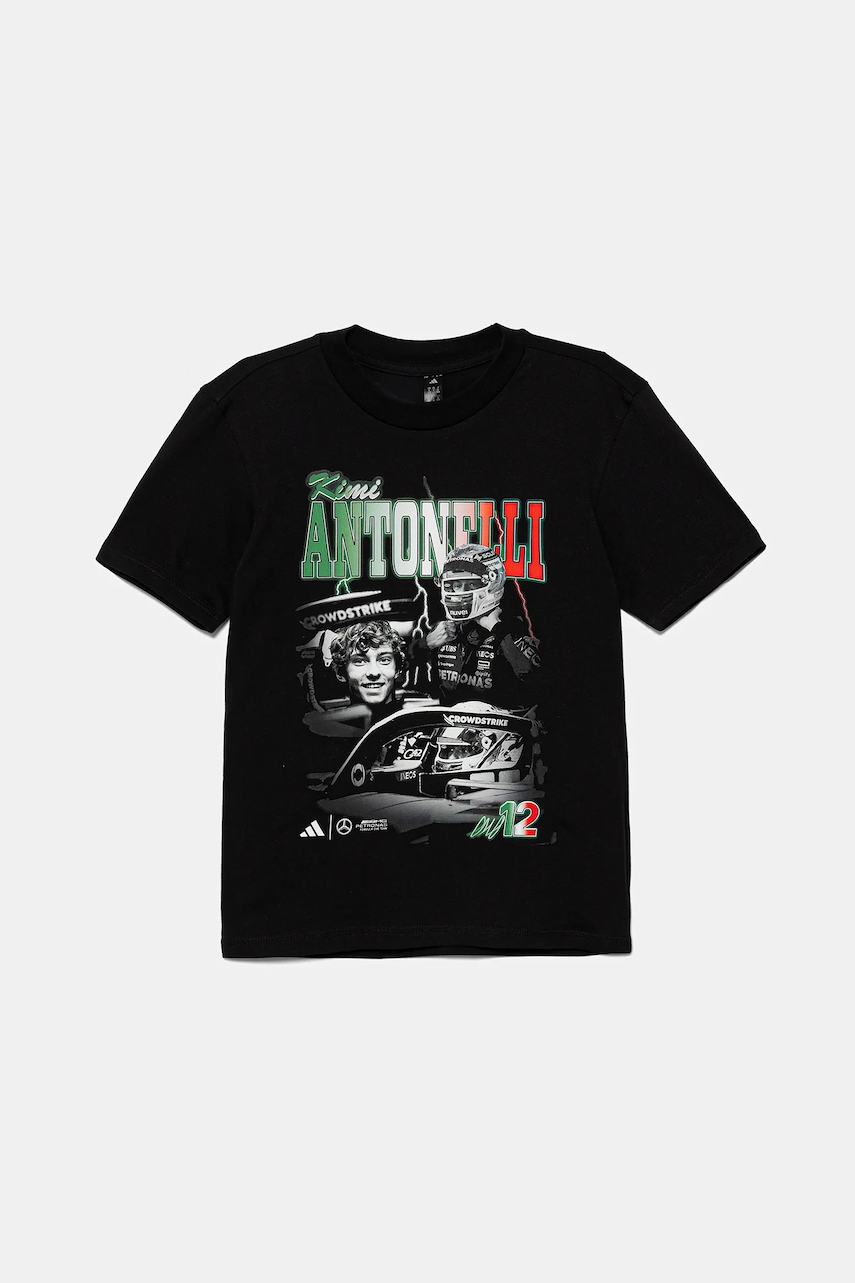 adidas Performance tricou de bumbac pentru copii MERCEDES culoarea negru, cu imprimeu, KD7301