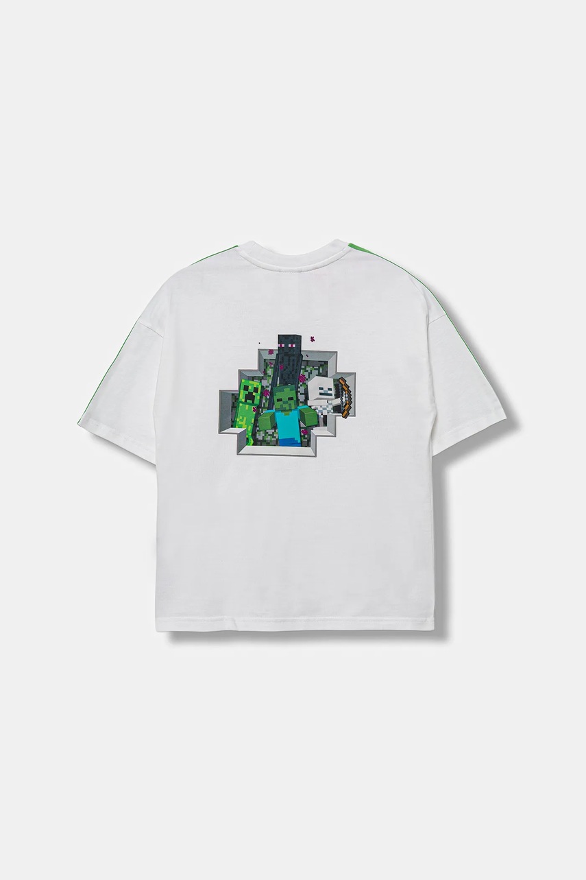 Детская хлопковая футболка adidas Originals MINECRAFT цвет белый с аппликацией KD9830