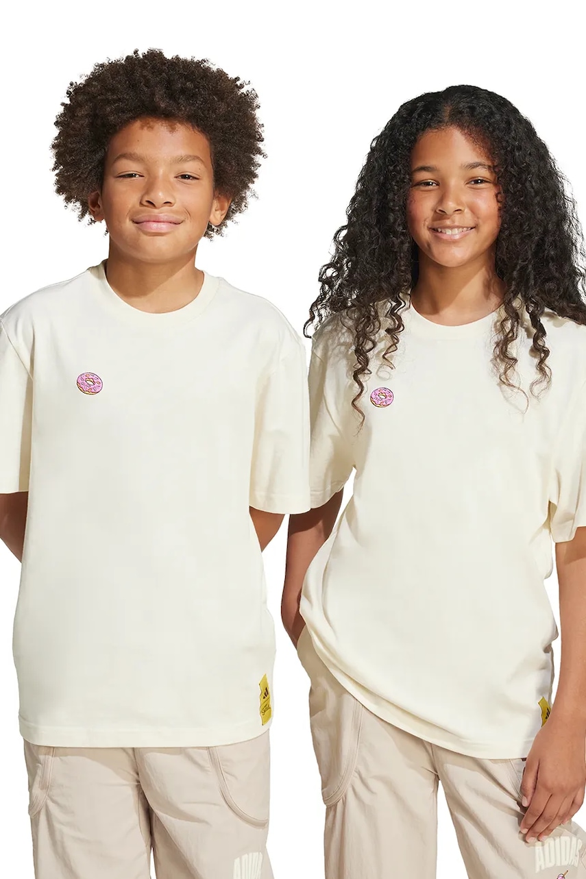 adidas tricou de bumbac pentru copii culoarea bej, cu imprimeu, JL9180