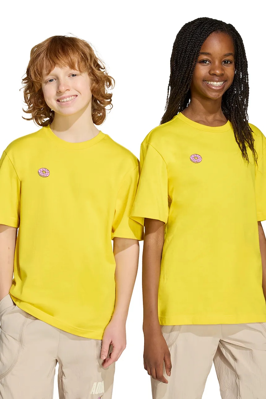 adidas tricou de bumbac pentru copii culoarea galben, cu imprimeu, JM0818