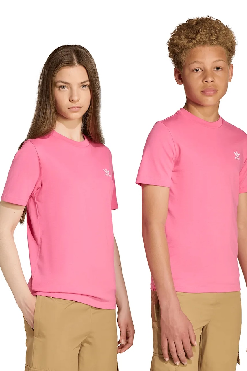 adidas Originals tricou de bumbac pentru copii culoarea roz, uni, JY4986