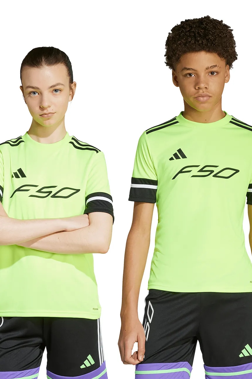 Levně Dětské tričko adidas Performance F50 zelená barva, s potiskem, KA7172