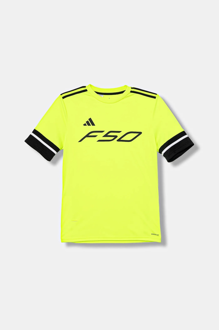 Детская футболка adidas Performance F50 цвет зелёный с принтом KA7172 Детская футболка adidas Performance F50 цвет зелёный с принтом KA7172