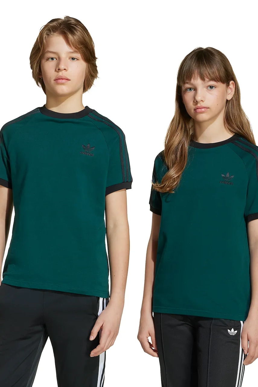 adidas Originals tricou de bumbac pentru copii culoarea verde, cu imprimeu, JV8581